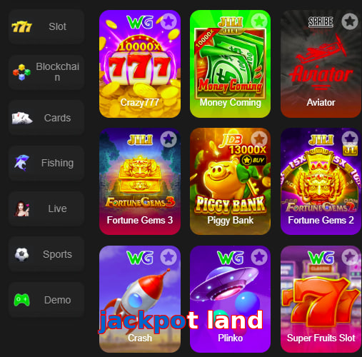 Main screen of Jackpot Land game page for PK players